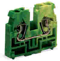 2-conductor end terminal block; without push-buttons; with fixing flange; 1-pole; for screw or similar mounting types; Fixing hole 3.2 mm Ø; 2.5 mm²; CAGE CLAMP®; green-yellow
