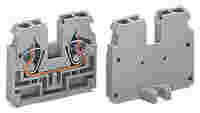 2-conductor end terminal block; without push-buttons; with fixing flange M3; 1-pole; for screw or similar mounting types; Fixing hole 3.2 mm Ø; 2.5 mm²; CAGE CLAMP®; light gray