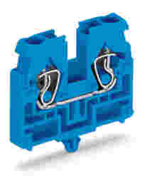 2-conductor terminal block; without push-buttons; suitable for Ex i applications; with snap-in mounting foot; 1-pole; for plate thickness 0.6 - 1.2 mm; Fixing hole 3.5 mm Ø; 2.5 mm²; CAGE CLAMP®; blue