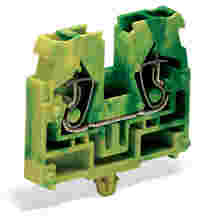 2-conductor center terminal block; without push-buttons; with snap-in mounting foot; 1-pole; 2.5 mm²; CAGE CLAMP®; green-yellow
