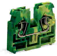 2-conductor center terminal block; without push-buttons; without snap-in mounting foot; 1-pole; 2.5 mm²; CAGE CLAMP®; green-yellow