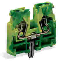 2-conductor terminal block; without push-buttons; without snap-in mounting foot; 1-pole; 2.5 mm²; CAGE CLAMP®; green-yellow