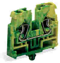 2-conductor end terminal block; without push-buttons; with snap-in mounting foot; 1-pole; 2.5 mm²; CAGE CLAMP®; green-yellow