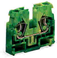 2-conductor end terminal block; without push-buttons; without snap-in mounting foot; 1-pole; 2.5 mm²; CAGE CLAMP®; green-yellow