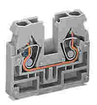 2-conductor end terminal block; without push-buttons; without snap-in mounting foot; 1-pole; 2.5 mm²; CAGE CLAMP®; light gray