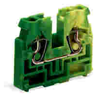 2-conductor end terminal block; without push-buttons; with fixing flange; 1-pole; for screw or similar mounting types; Fixing hole 3.2 mm Ø; 2.5 mm²; CAGE CLAMP®; green-yellow