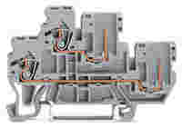 1-conductor/1-pin double deck receptacle terminal block; Through/through terminal block; 2.5 mm²; N/L; for DIN-rail 35 x 15 and 35 x 7.5; CAGE CLAMP®; 2,50 mm²; gray