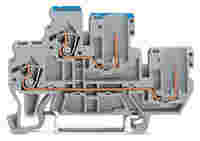 1-conductor/1-pin double deck receptacle terminal block; Through/through terminal block; 2.5 mm²; L/N; for DIN-rail 35 x 15 and 35 x 7.5; CAGE CLAMP®; 2,50 mm²; gray
