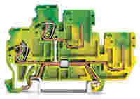 2-conductor/2-pin, double-deck carrier terminal block; 2-conductor/2-pin ground terminal block; 2.5 mm²; PE; internal commoning; for DIN-rail 35 x 15 and 35 x 7.5; CAGE CLAMP®; 2,50 mm²; green-yellow
