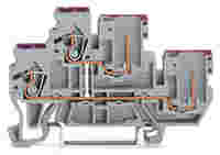 2-conductor/2-pin, double-deck carrier terminal block; 2-conductor/2-pin through terminal block; 2.5 mm²; N; internal commoning; conductor entry with violet marking; for DIN-rail 35 x 15 and 35 x 7.5; CAGE CLAMP®; 2,50 mm²; blue