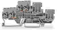 2-conductor/2-pin double-deck carrier terminal; 2-conductor/1-pin through terminal block; 2.5 mm²; L/L; for DIN-rail 35 x 15 and 35 x 7.5; CAGE CLAMP®; 2,50 mm²; gray