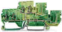 Double-deck terminal block; 4-conductor ground terminal block; 2.5 mm²; PE; without marker carrier; internal commoning; for DIN-rail 35 x 15 and 35 x 7.5; CAGE CLAMP®; 2,50 mm²; green-yellow