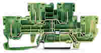 4-pin, double-deck carrier terminal block; 4-pin ground conductor terminal block; PE; internal commoning; for DIN-rail 35 x 15 and 35 x 7.5; green-yellow