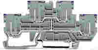 4-pin, double-deck carrier terminal block; 4-pin through terminal block; L; internal commoning; female plug conductor entry with violet marking; for DIN-rail 35 x 15 and 35 x 7.5; gray