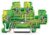 Double-deck terminal block; 4-conductor ground terminal block; 2.5 mm²; PE; without marker carrier; internal commoning; for DIN-rail 35 x 15 and 35 x 7.5; CAGE CLAMP®; 2,50 mm²; green-yellow