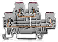 Double-deck terminal block; 4-conductor through terminal block; N; suitable for Ex i applications; internal commoning; conductor entry with violet marking; for DIN-rail 35 x 15 and 35 x 7.5; 2.5 mm²; CAGE CLAMP®; 2,50 mm²; blue
