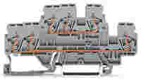 3-conductor, double-deck terminal block; Through/through terminal block; N/L; Blue conductor entry lower deck; for DIN-rail 35 x 15 and 35 x 7.5; 2.5 mm²; CAGE CLAMP®; 2,50 mm²; gray