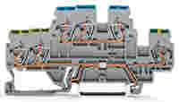 3-conductor, double-deck terminal block; Ground conductor/through terminal block; 2.5 mm²; PE/N; for DIN-rail 35 x 15 and 35 x 7.5; CAGE CLAMP®; 2,50 mm²; gray