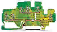 3-conductor, double-deck terminal block; 6-conductor ground terminal block; 2.5 mm²; PE; internal commoning; for DIN-rail 35 x 15 and 35 x 7.5; CAGE CLAMP®; 2,50 mm²; green-yellow