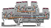 3-conductor, double-deck terminal block; 6-conductor through terminal block; N; suitable for Ex i applications; internal commoning; conductor entry with violet marking; for DIN-rail 35 x 15 and 35 x 7.5; 2.5 mm²; CAGE CLAMP®; 2,50 mm²; blue
