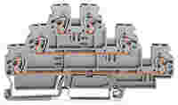 Triple-deck terminal block; Through/through/through terminal block; L/L/L; for DIN-rail 35 x 15 and 35 x 7.5; 2.5 mm²; CAGE CLAMP®; 2,50 mm²; gray