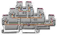 Triple-deck terminal block; 6-conductor through terminal block; L; internal commoning; conductor entry with violet marking; for DIN-rail 35 x 15 and 35 x 7.5; 2.5 mm²; CAGE CLAMP®; 2,50 mm²; gray