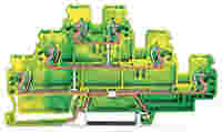 Triple-deck terminal block; 6-conductor ground terminal block; 2.5 mm²; PE; without marker carrier; internal commoning; for DIN-rail 35 x 15 and 35 x 7.5; CAGE CLAMP®; 2,50 mm²; green-yellow
