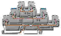 Triple-deck terminal block; shield connection; 5 mm wide; gray