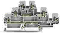 Triple-deck terminal block; Ground conductor/through/through terminal block; 2.5 mm²; PE/L/L; without marker carrier; for DIN-rail 35 x 15 and 35 x 7.5; CAGE CLAMP®; 2,50 mm²; gray