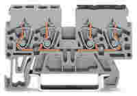 Double potential terminal block; 2.5 mm²; side and center marking; for DIN-rail 35 x 15 and 35 x 7.5; CAGE CLAMP®; 2,50 mm²; gray