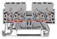 4-conductor through terminal block; 2.5 mm²; side and center marking; for DIN-rail 35 x 15 and 35 x 7.5; CAGE CLAMP®; 2,50 mm²; gray