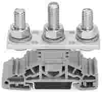 Stud terminal block; lateral marker slots; for DIN-rail 35 x 15 and 35 x 7.5; 3 studs, M8; 50,00 mm²; gray