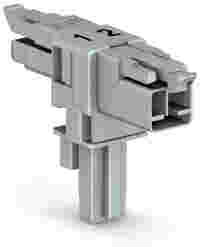 T-distribution connector; 2-pole; Cod. B; 1 input; 2 outputs; 2 locking levers; gray
