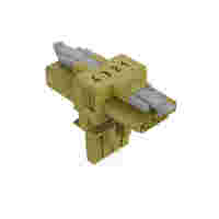 T-distribution connector; 4-pole; Cod. B; 1 input; 2 outputs; 2 locking levers; light green
