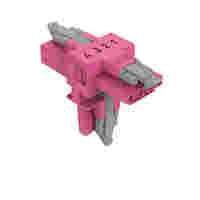 T-distribution connector; 4-pole; Cod. B; 1 input; 2 outputs; 2 locking levers; pink