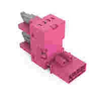 h-distribution connector; 4-pole; Cod. B; 1 input; 2 outputs; outputs on one side; 2 locking levers; pink