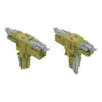 T-distribution connector; 2-pole; Cod. B; 1 input; 2 outputs; 3 locking levers; for flying leads; light green