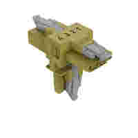 T-distribution connector; 4-pole; Cod. B; 1 input; 2 outputs; 3 locking levers; for flying leads; light green