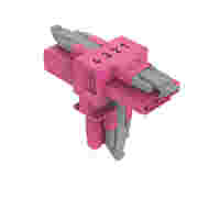 T-distribution connector; 4-pole; Cod. B; 1 input; 2 outputs; 3 locking levers; for flying leads; pink