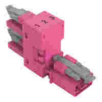 h-distribution connector; 3-pole; Cod. B; 1 input; 2 outputs; outputs on one side; 3 locking levers; for flying leads; pink