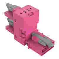 h-distribution connector; 4-pole; Cod. B; 1 input; 2 outputs; outputs on one side; 3 locking levers; for flying leads; pink