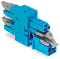 3-way distribution connector; 2-pole; Cod. I; 1 input; 3 outputs; blue