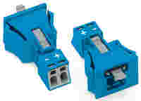 WINSTA® through-panel plug (male); MINI; snap-in; +/- marking; 2-pole; blue