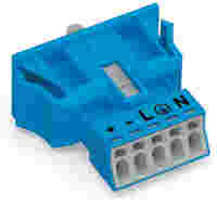 WINSTA® through-panel plug (male); MINI; snap-in; N/G/L/+/- marking; 5-pole; blue