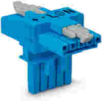 T-distribution connector; 5-pole; Cod. I; 1 input; 2 outputs; 2 locking levers; blue