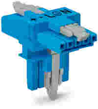 T-distribution connector; 5-pole; Cod. I; 1 input; 2 outputs; 3 locking levers; for flying leads; blue