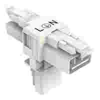 T-distribution connector; 3-pole; Cod. A; 1 input; 2 outputs; 3 locking levers; for flying leads; white