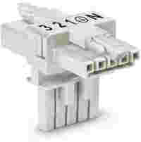 T-distribution connector; 5-pole; Cod. A; 1 input; 2 outputs; 2 locking levers; white