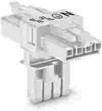 T-distribution connector; 4-pole; Cod. A; 1 input; 2 outputs; 2 locking levers; white