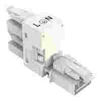 h-distribution connector; 3-pole; Cod. A; 1 input; 2 outputs; outputs on one side; 3 locking levers; for flying leads; white